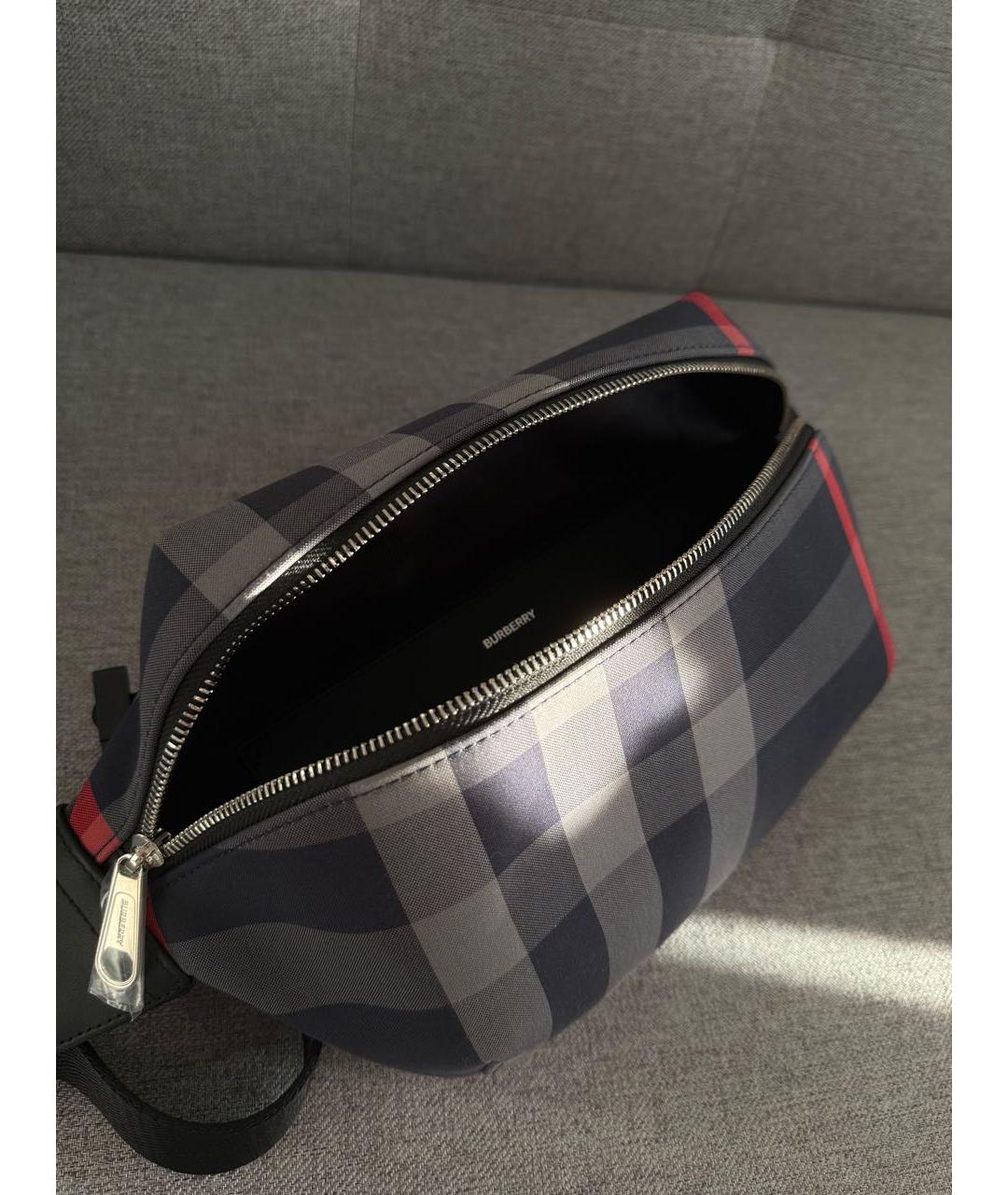 BURBERRY Темно-синяя тканевая поясная сумка, фото 2