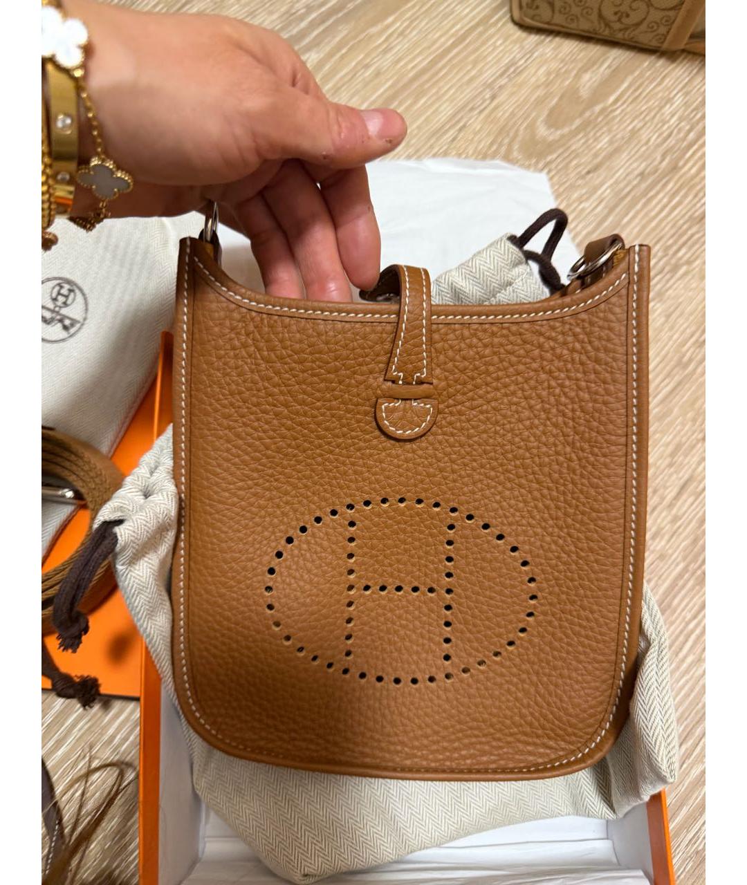 HERMES Коричневая кожаная сумка через плечо, фото 2