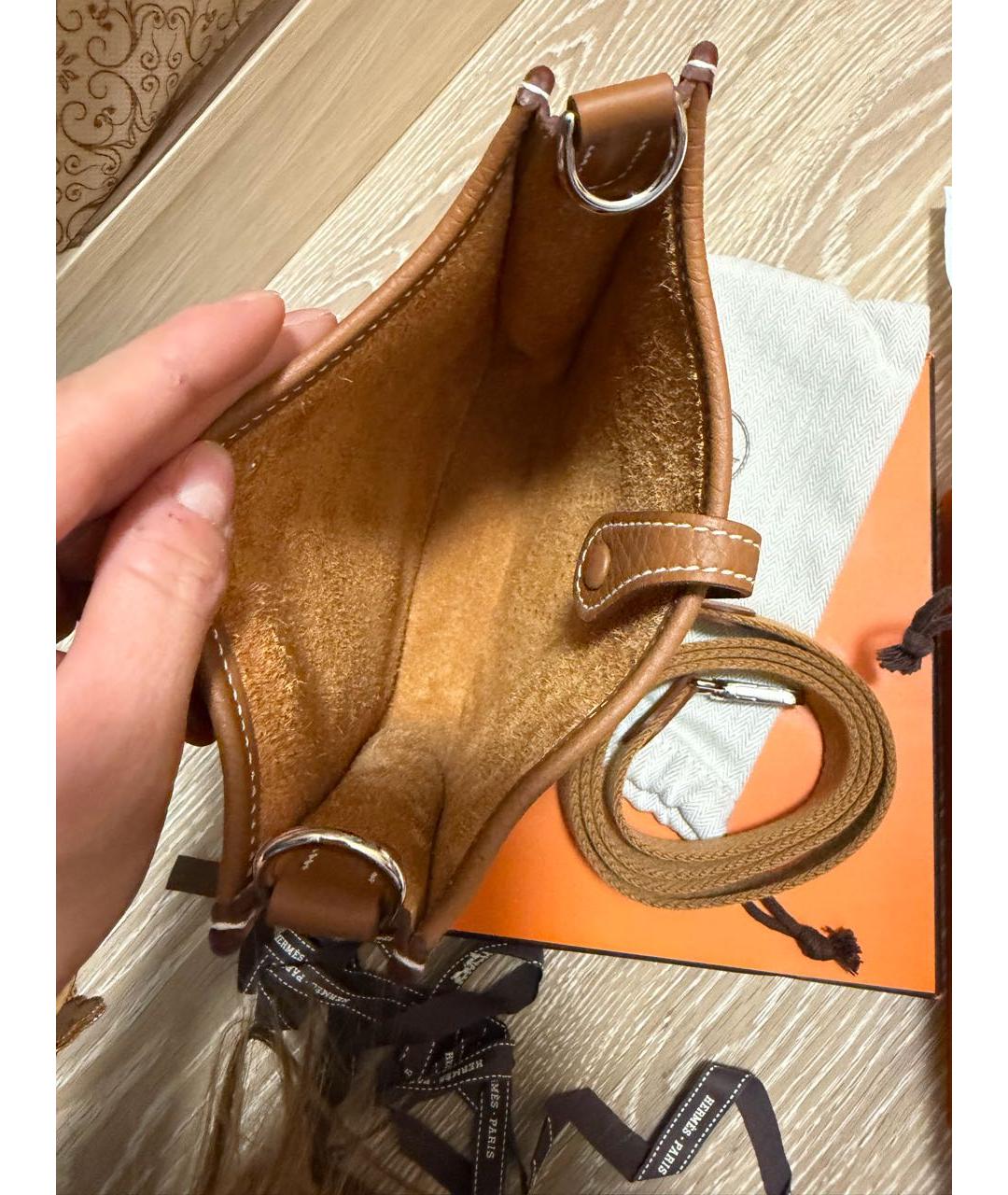 HERMES Коричневая кожаная сумка через плечо, фото 4