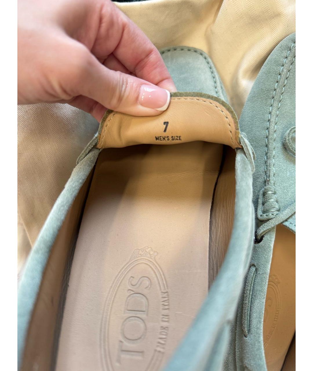 TOD'S Бирюзовые нубуковые мокасины, фото 5