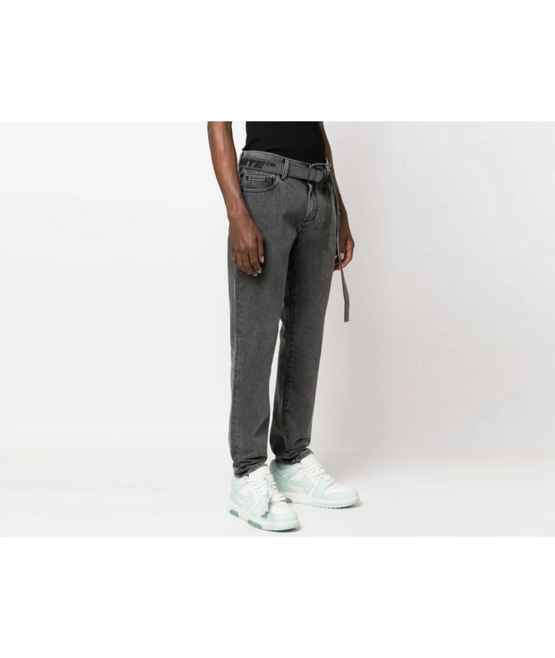 OFF-WHITE Серые хлопковые джинсы скинни, фото 2