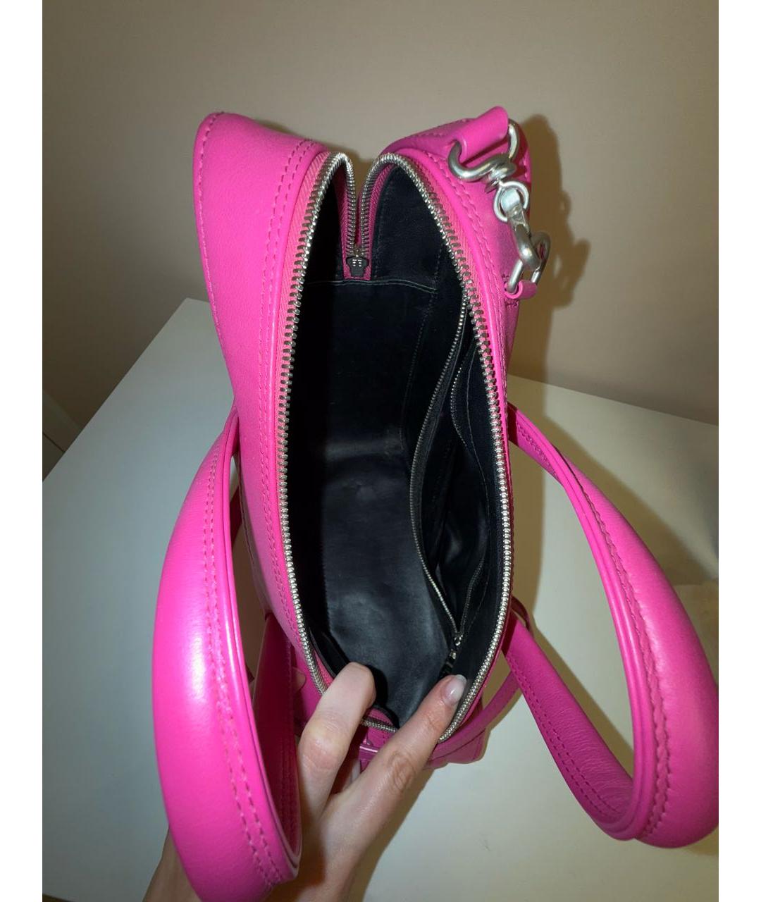 BALENCIAGA Фуксия кожаная сумка через плечо, фото 4