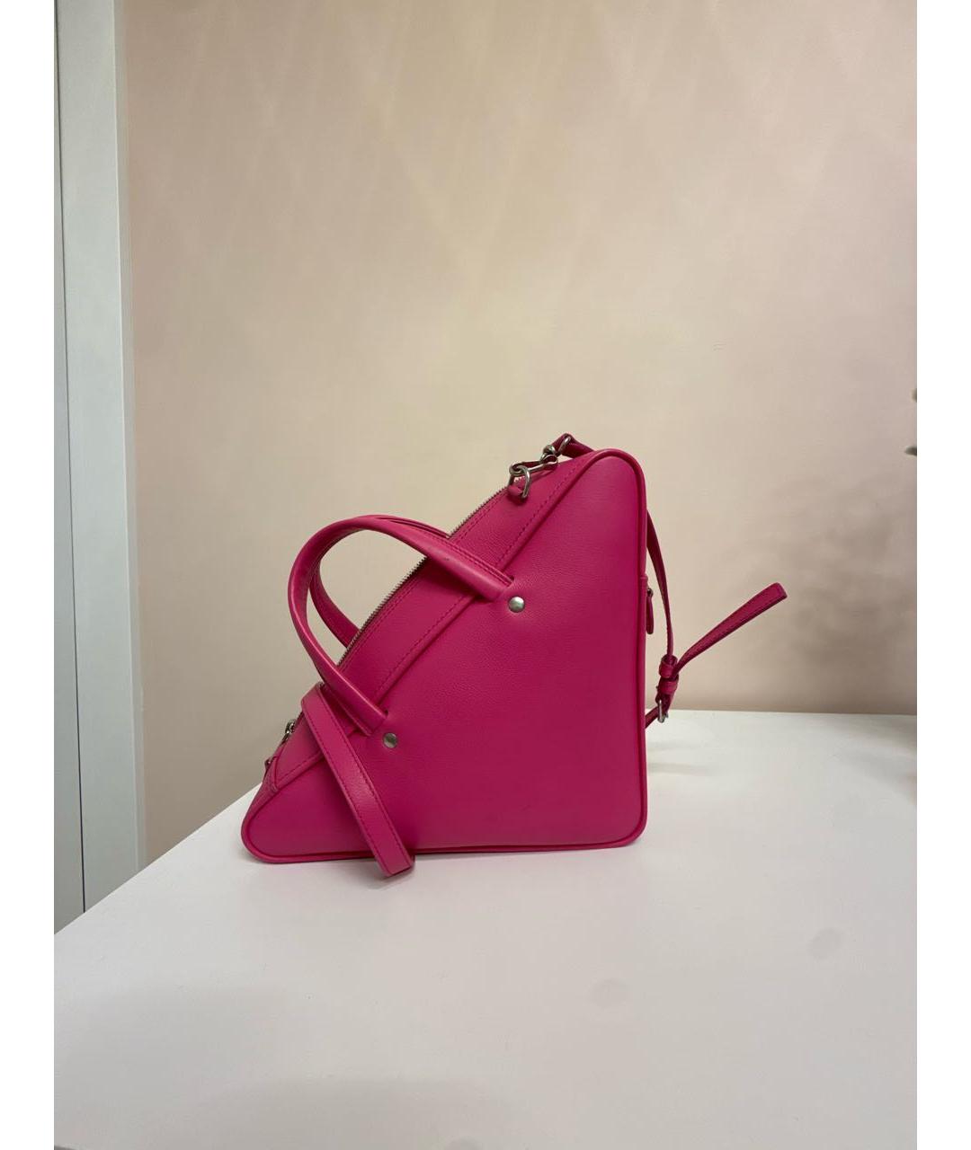 BALENCIAGA Фуксия кожаная сумка через плечо, фото 3