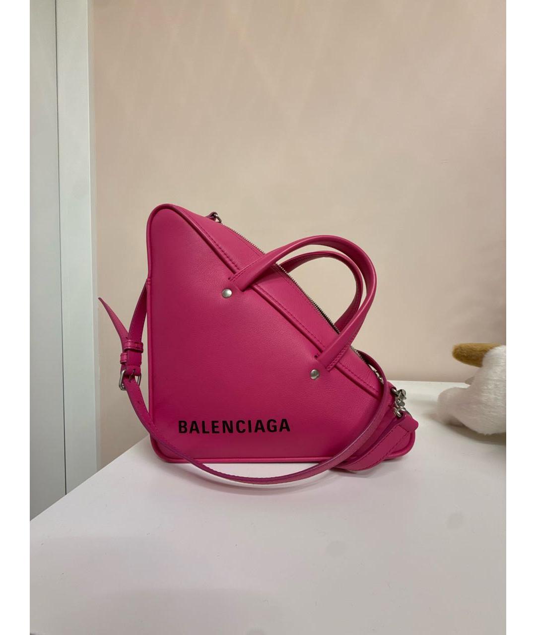 BALENCIAGA Фуксия кожаная сумка через плечо, фото 6