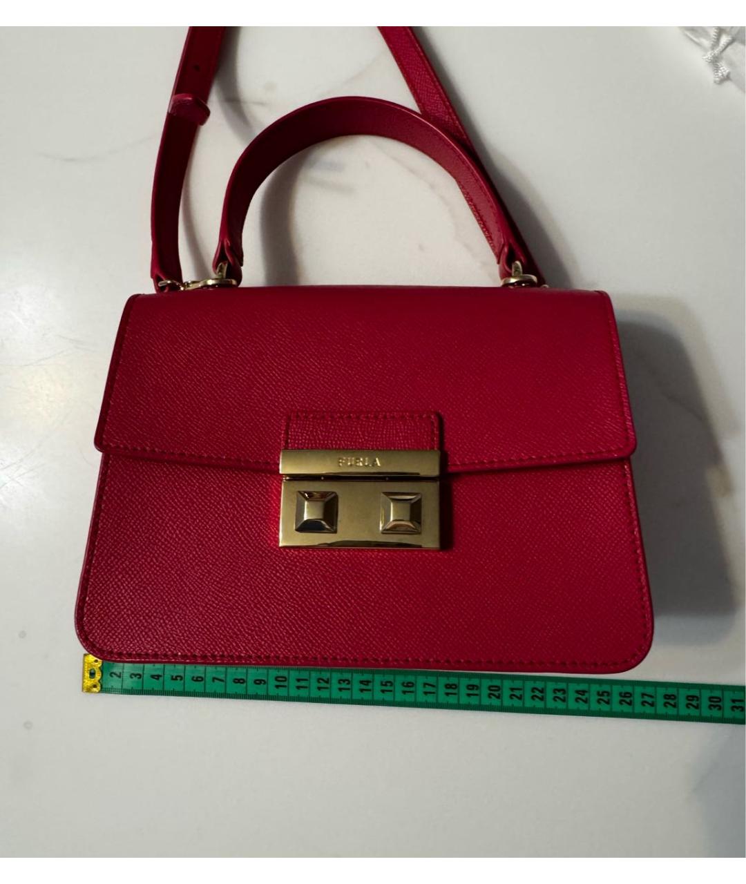 FURLA Фуксия кожаная сумка с короткими ручками, фото 3