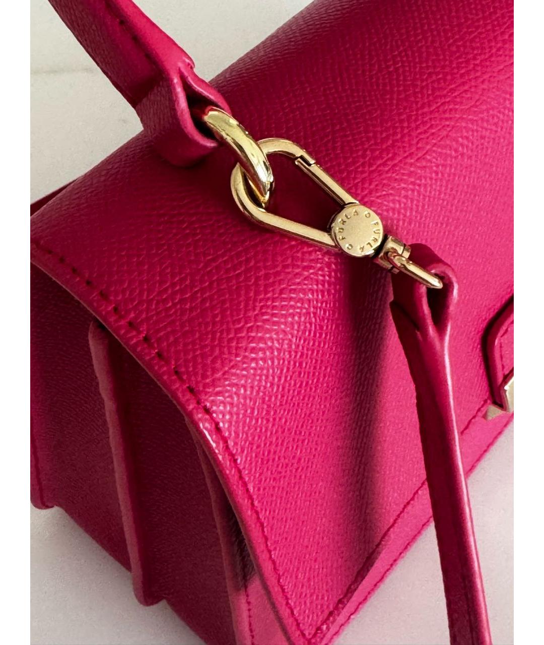 FURLA Фуксия кожаная сумка с короткими ручками, фото 8