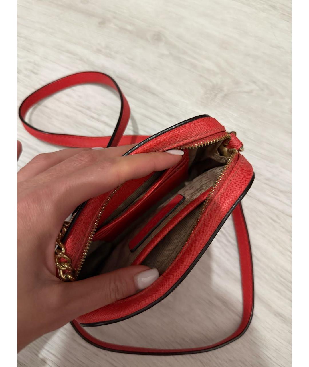 MICHAEL KORS Красная кожаная сумка через плечо, фото 4