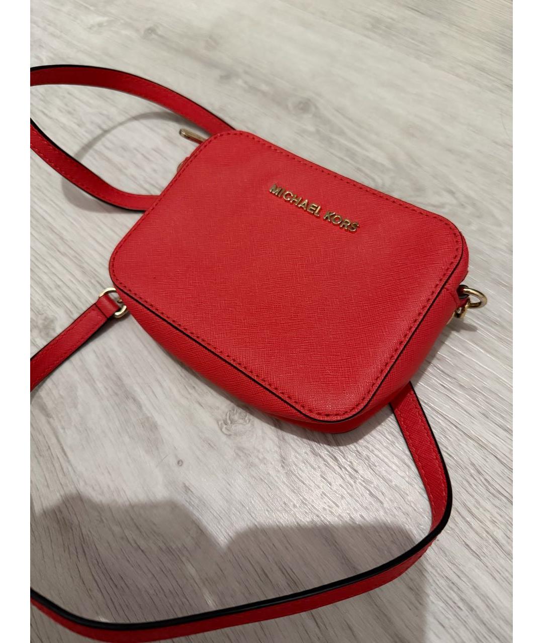 MICHAEL KORS Красная кожаная сумка через плечо, фото 2