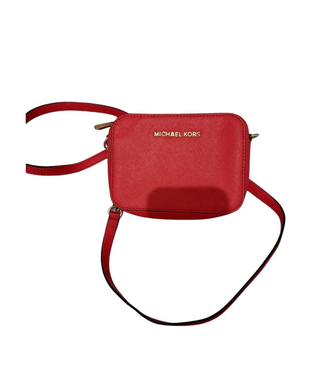 MICHAEL KORS Красная кожаная сумка через плечо, фото 1