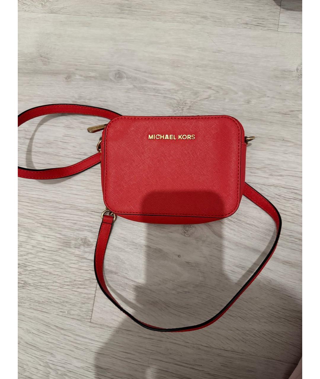 MICHAEL KORS Красная кожаная сумка через плечо, фото 5