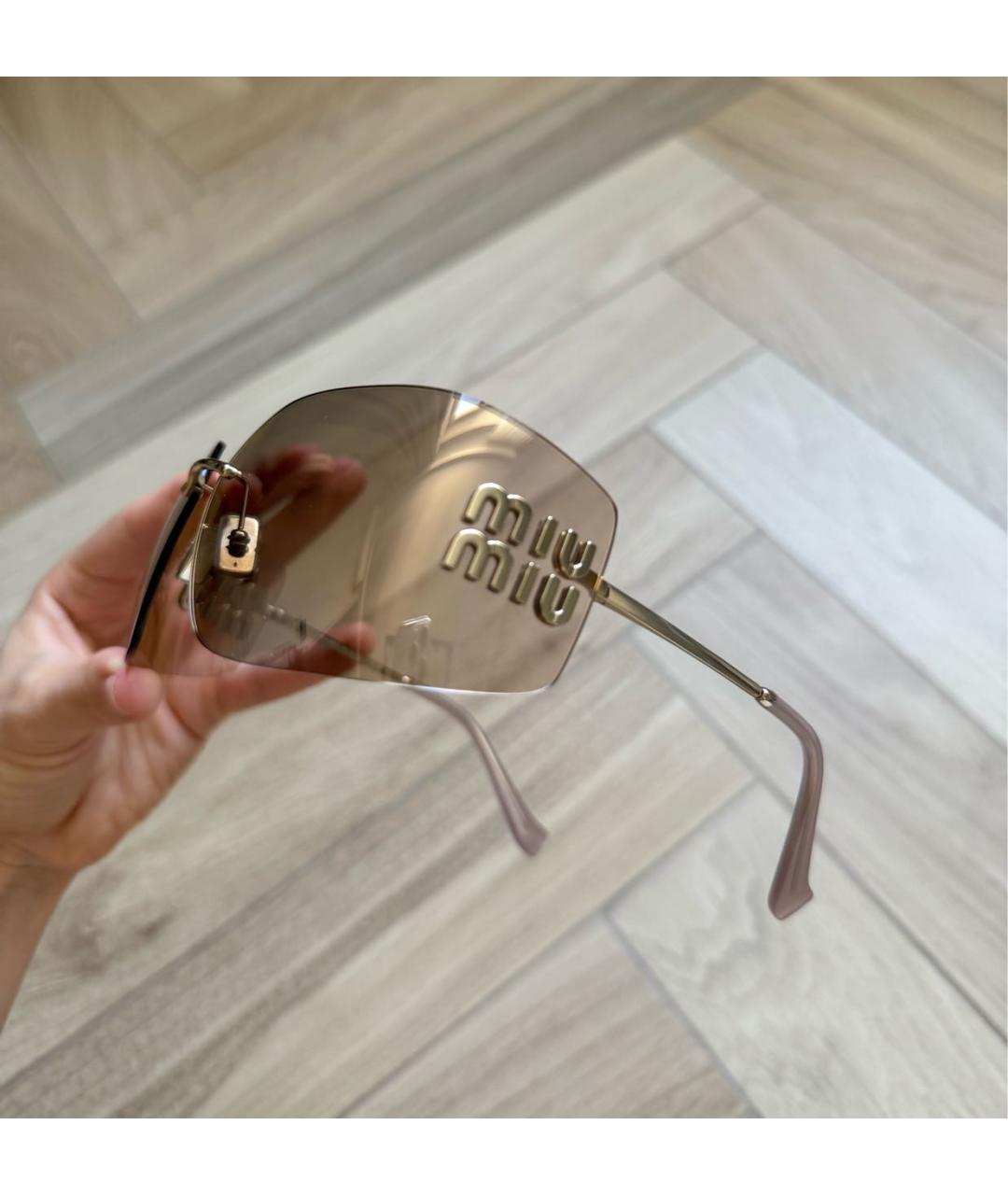 MIU MIU Коричневые пластиковые солнцезащитные очки, фото 3
