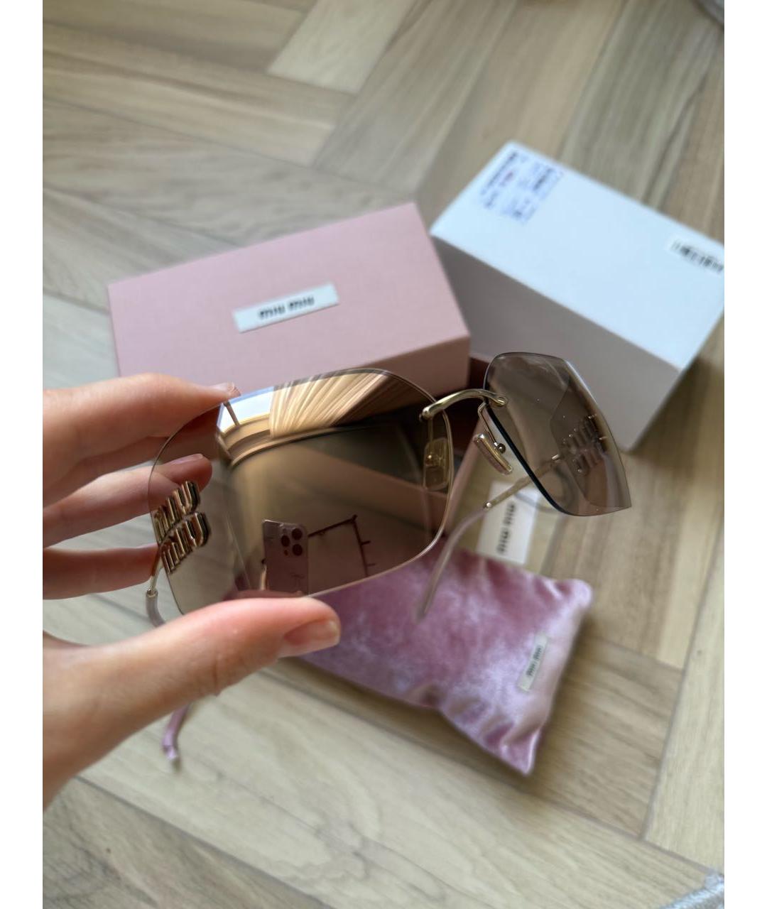 MIU MIU Коричневые пластиковые солнцезащитные очки, фото 5
