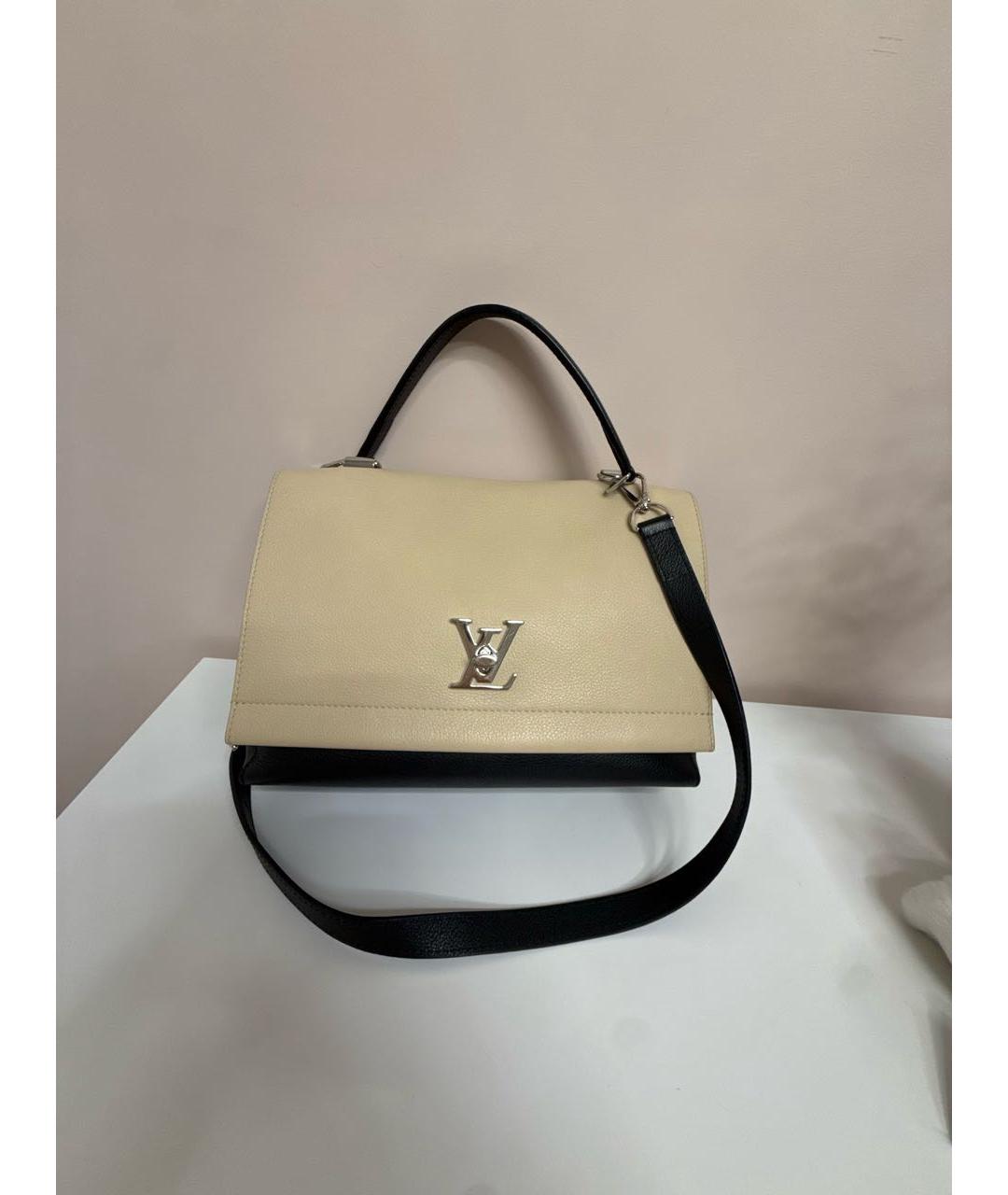 LOUIS VUITTON Бежевая кожаная сумка с короткими ручками, фото 7