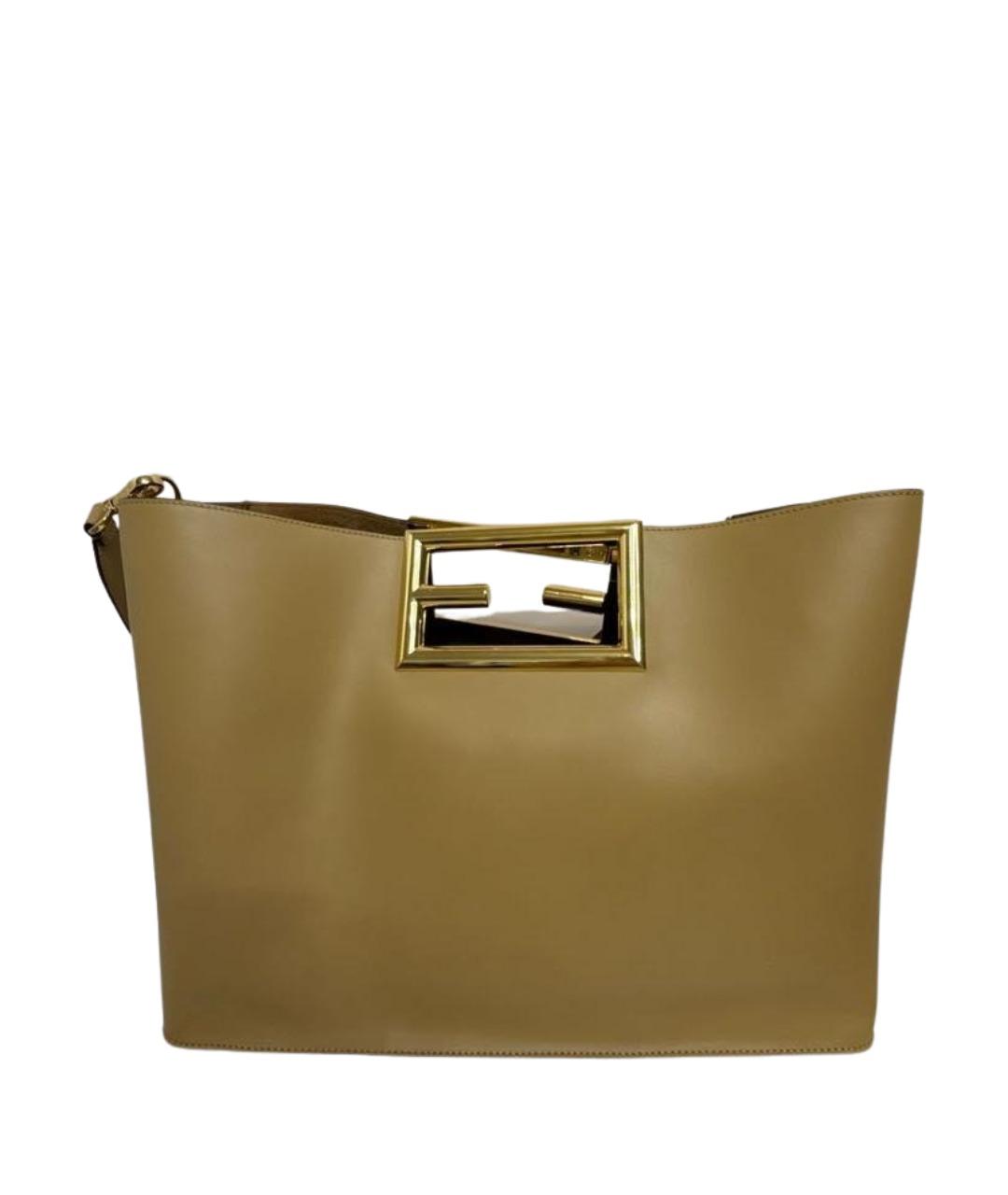 FENDI Бежевая кожаная сумка тоут, фото 1