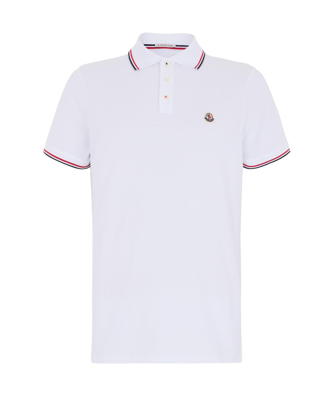 MONCLER Белое хлопковое поло с коротким рукавом, фото 1