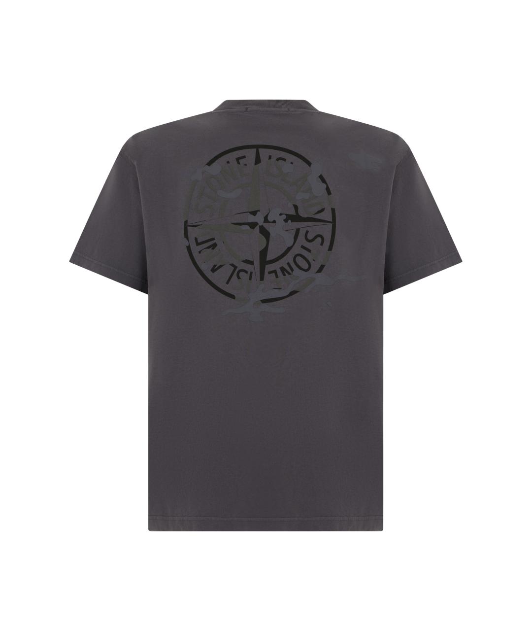 STONE ISLAND Серая хлопковая футболка, фото 2