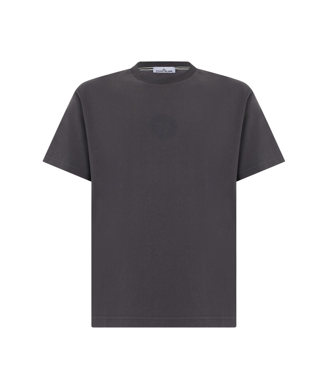 STONE ISLAND Серая хлопковая футболка, фото 1