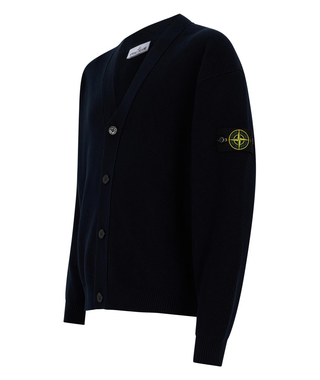 STONE ISLAND Черный хлопковый кардиган, фото 3