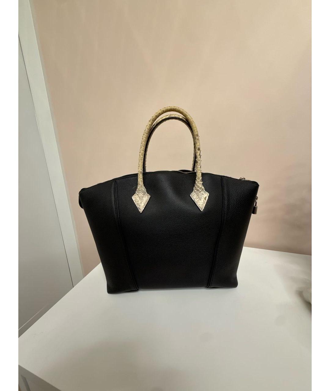 LOUIS VUITTON Черная сумка с короткими ручками из экзотической кожи, фото 3