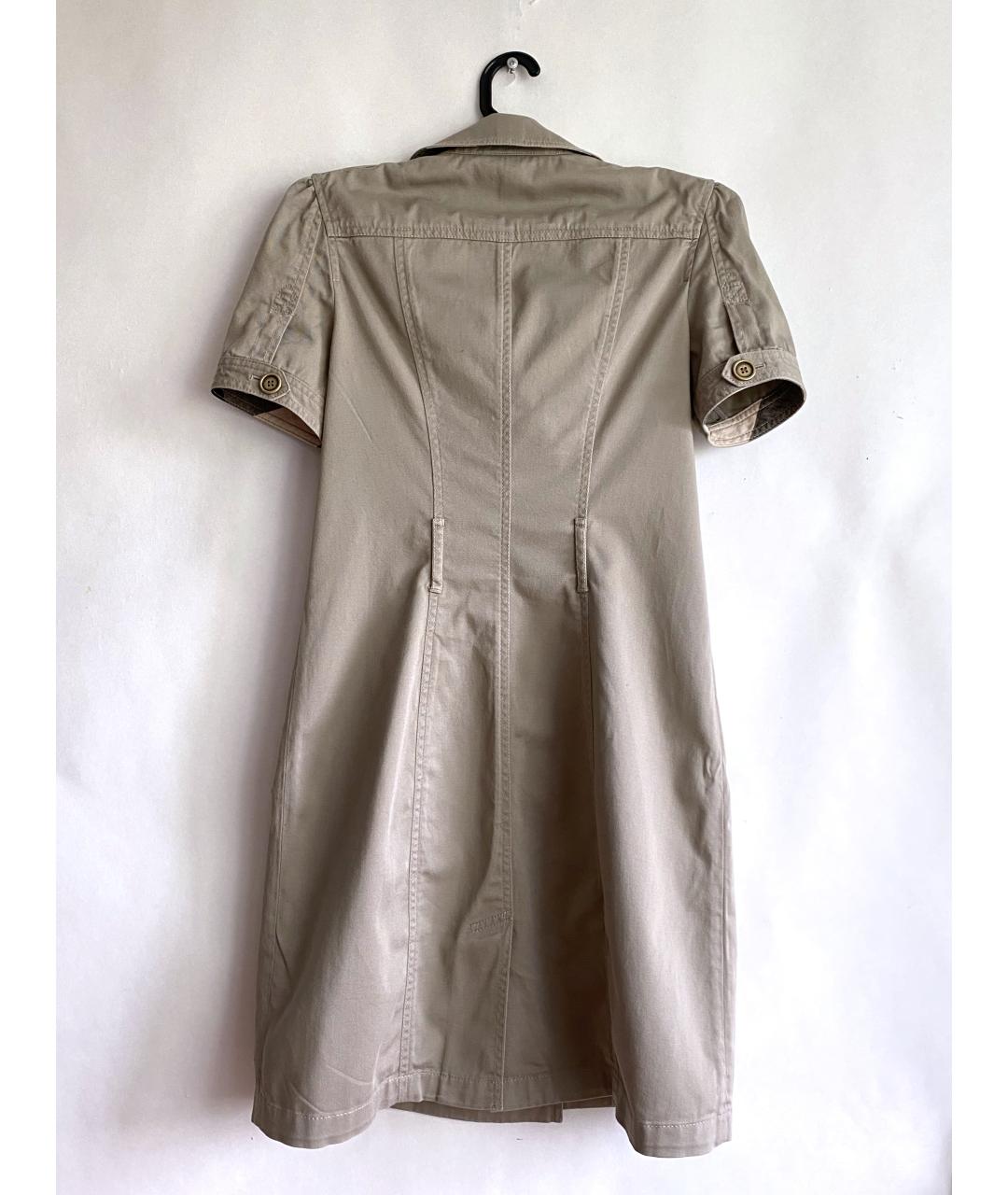 BURBERRY Хаки хлопко-эластановое повседневное платье, фото 2