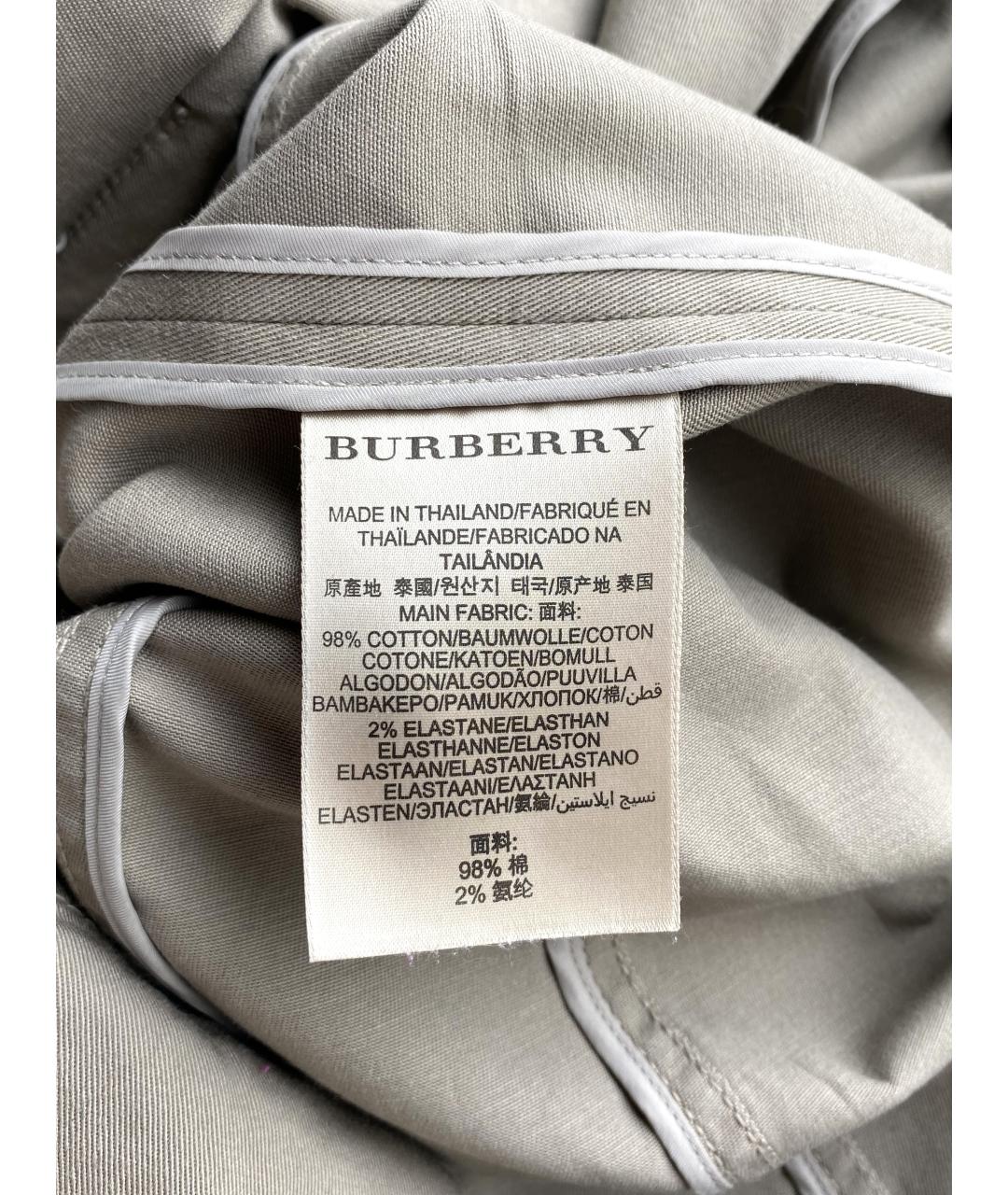 BURBERRY Хаки хлопко-эластановое повседневное платье, фото 9