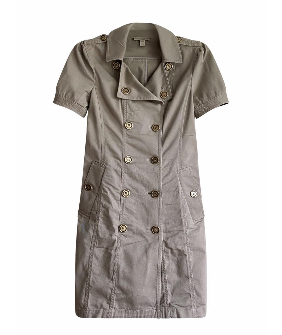 BURBERRY Хаки хлопко-эластановое повседневное платье, фото 1