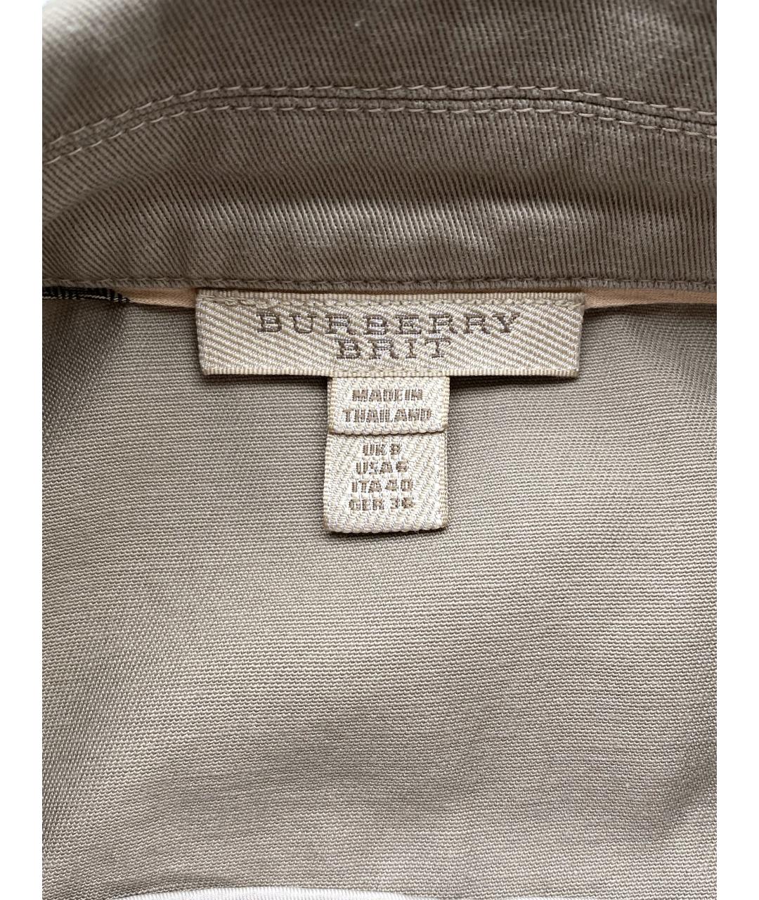 BURBERRY Хаки хлопко-эластановое повседневное платье, фото 8