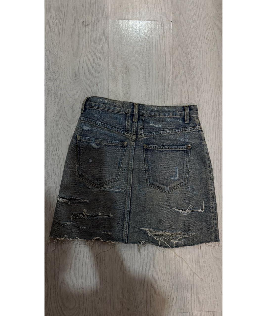 SAINT LAURENT Синяя юбка мини, фото 2