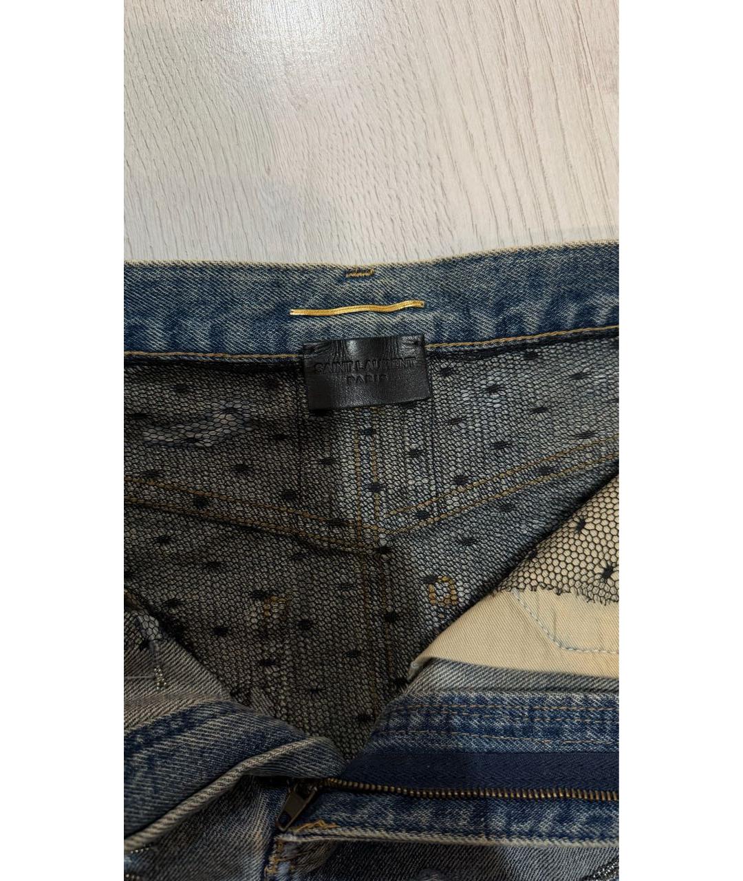 SAINT LAURENT Синяя юбка мини, фото 3