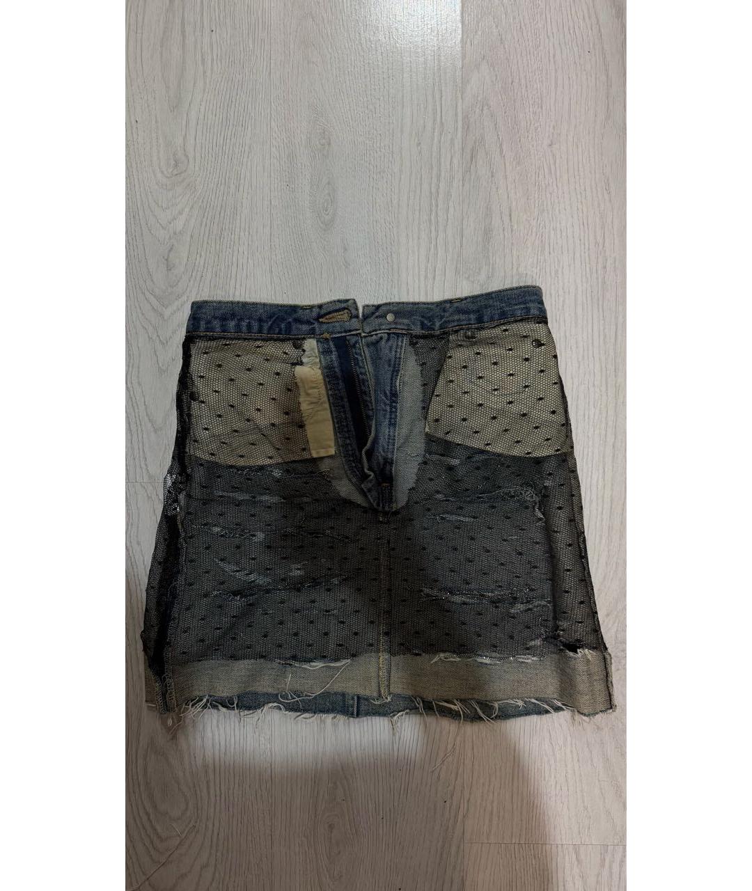 SAINT LAURENT Синяя юбка мини, фото 5