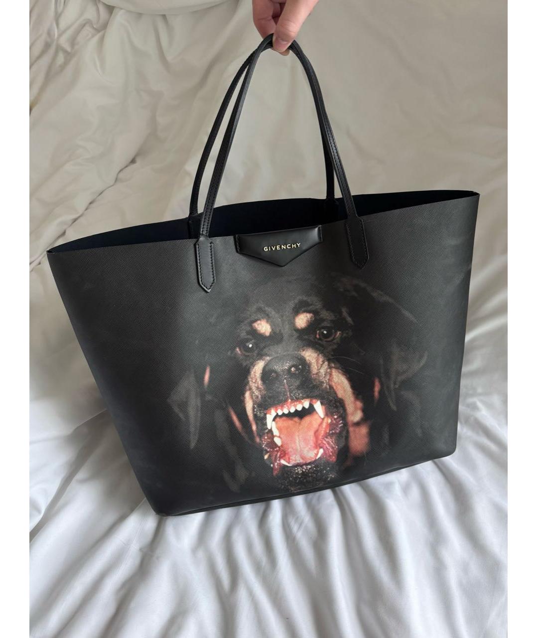 GIVENCHY Черная кожаная сумка тоут, фото 9
