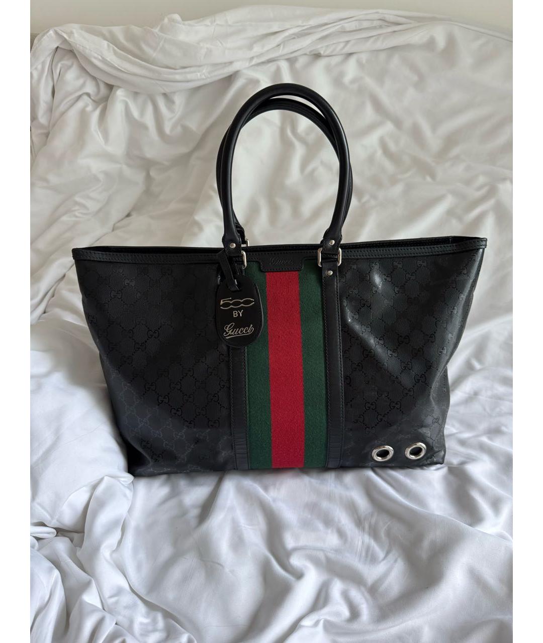 GUCCI Черная кожаная сумка тоут, фото 9