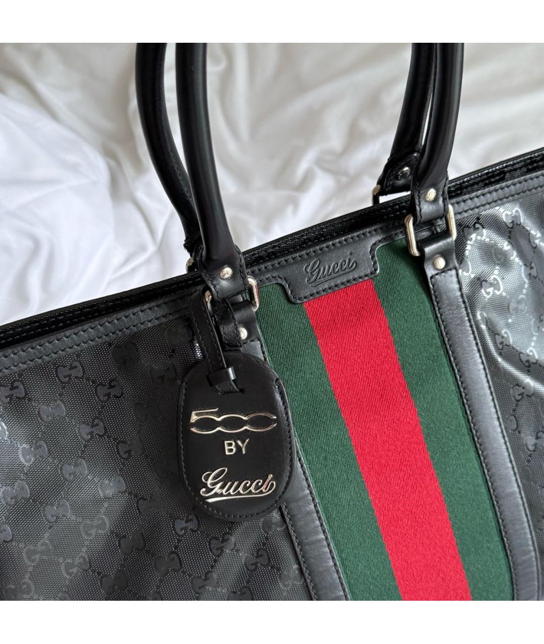 GUCCI Черная кожаная сумка тоут, фото 4