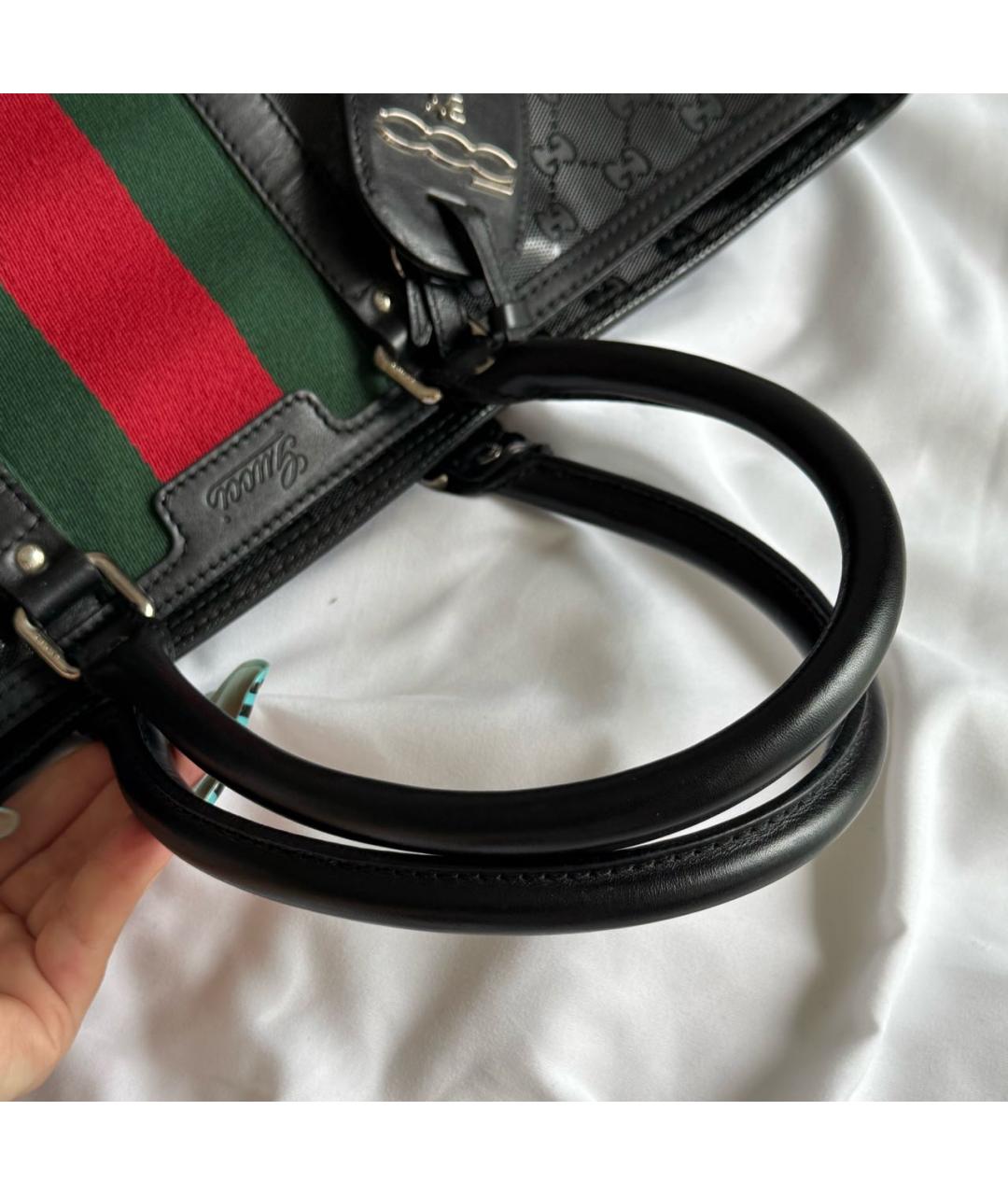 GUCCI Черная кожаная сумка тоут, фото 3