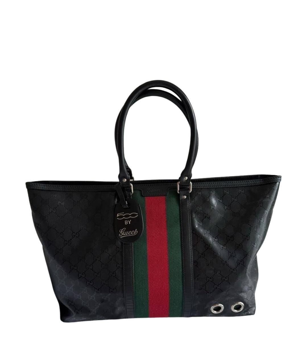 GUCCI Черная кожаная сумка тоут, фото 1