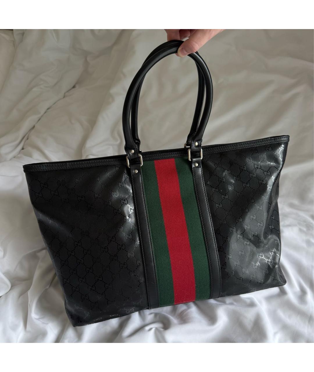 GUCCI Черная кожаная сумка тоут, фото 2