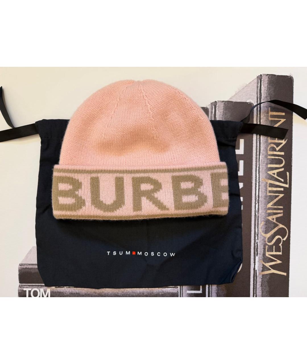 BURBERRY Розовая кашемировая шапка, фото 2