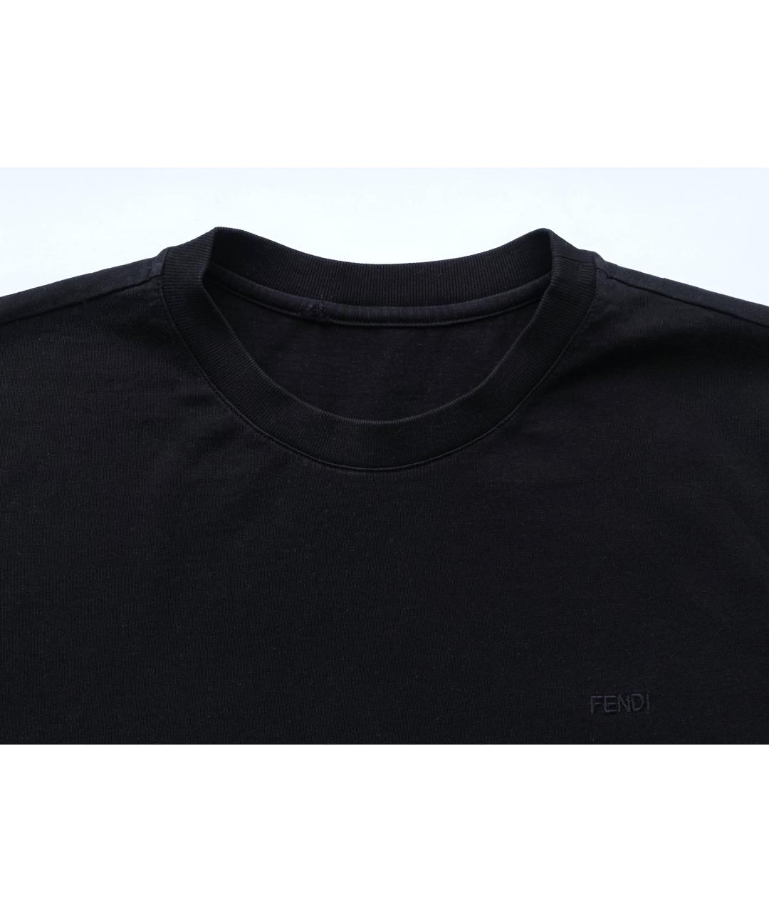 FENDI Черная хлопковая футболка, фото 2