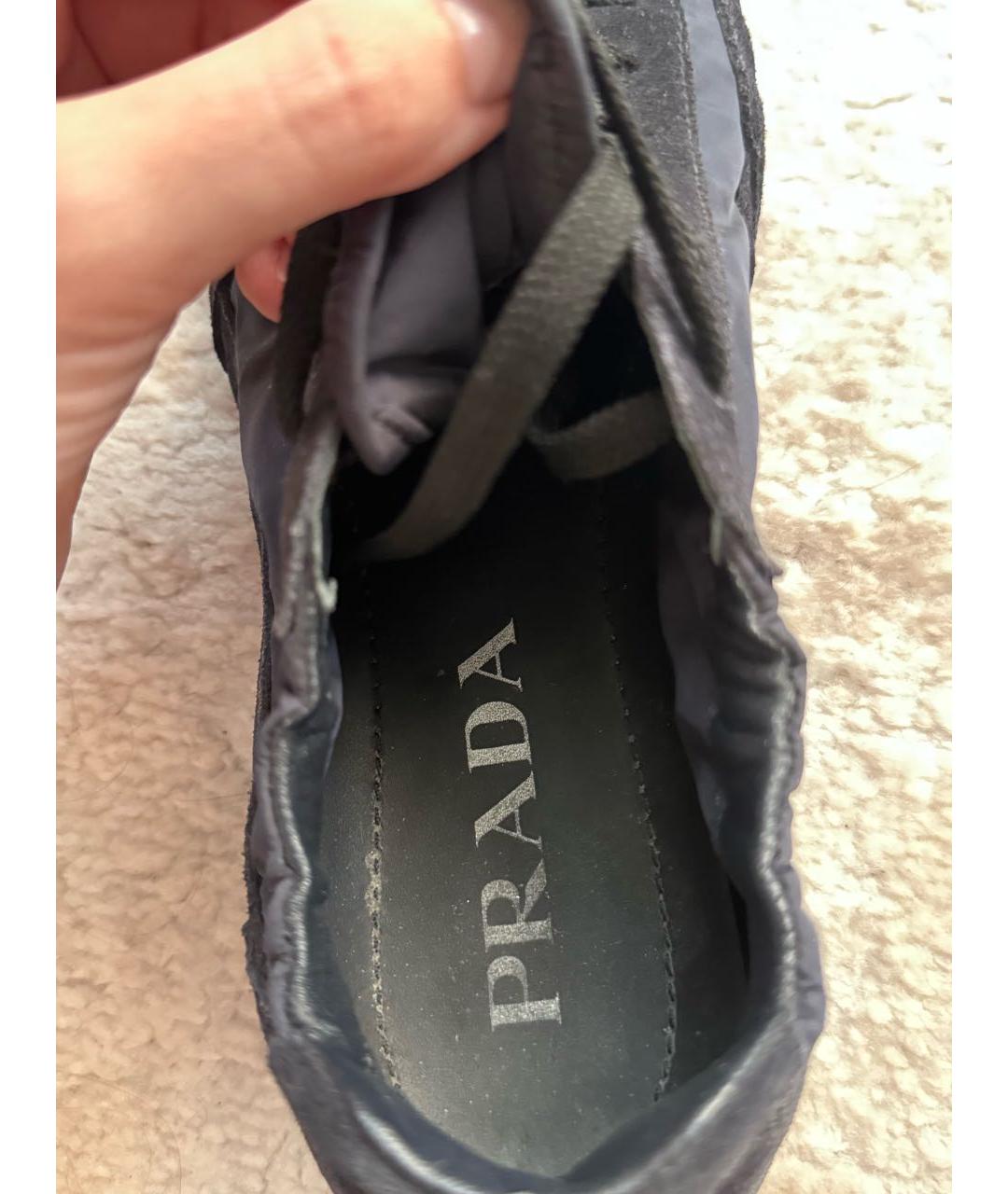 PRADA Темно-синие текстильные кроссовки, фото 6