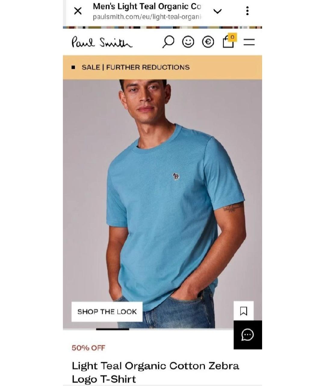 PAUL SMITH Голубая хлопковая футболка, фото 6