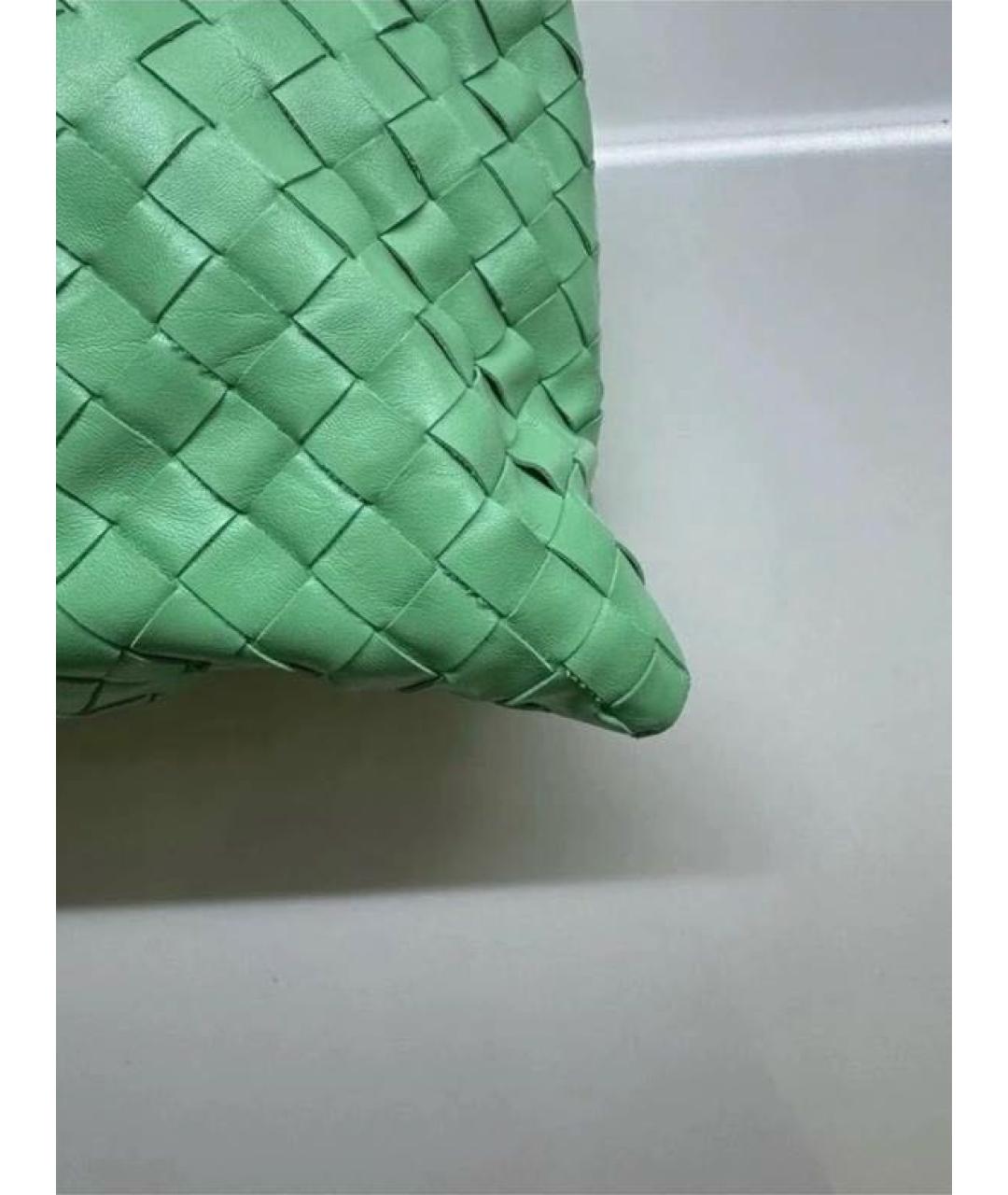 BOTTEGA VENETA Салатовая кожаная сумка с короткими ручками, фото 7