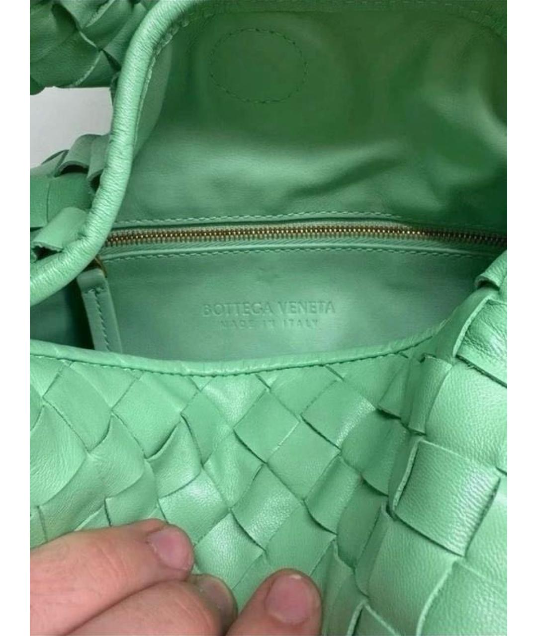 BOTTEGA VENETA Салатовая кожаная сумка с короткими ручками, фото 4