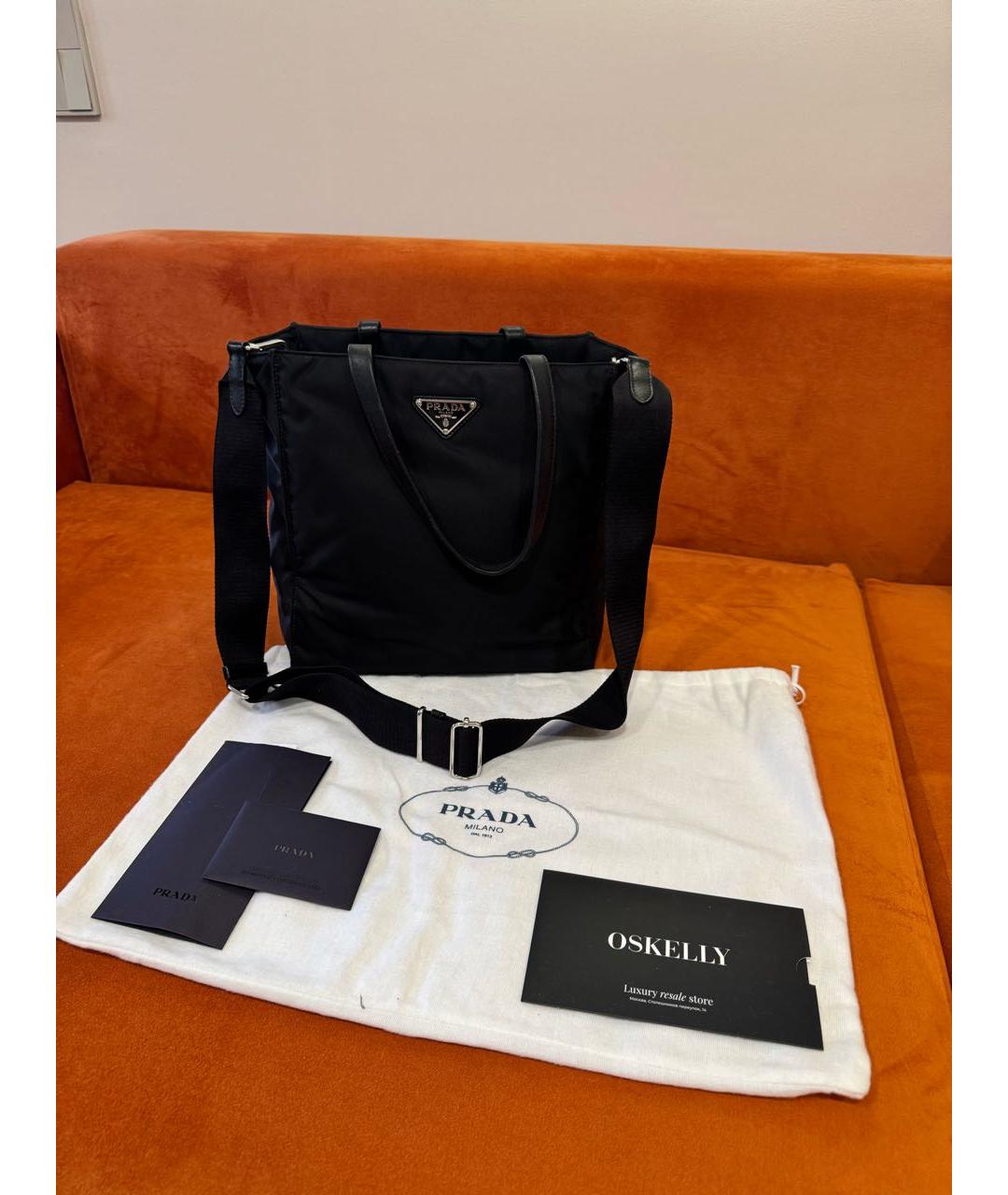 PRADA Черная тканевая сумка тоут, фото 4
