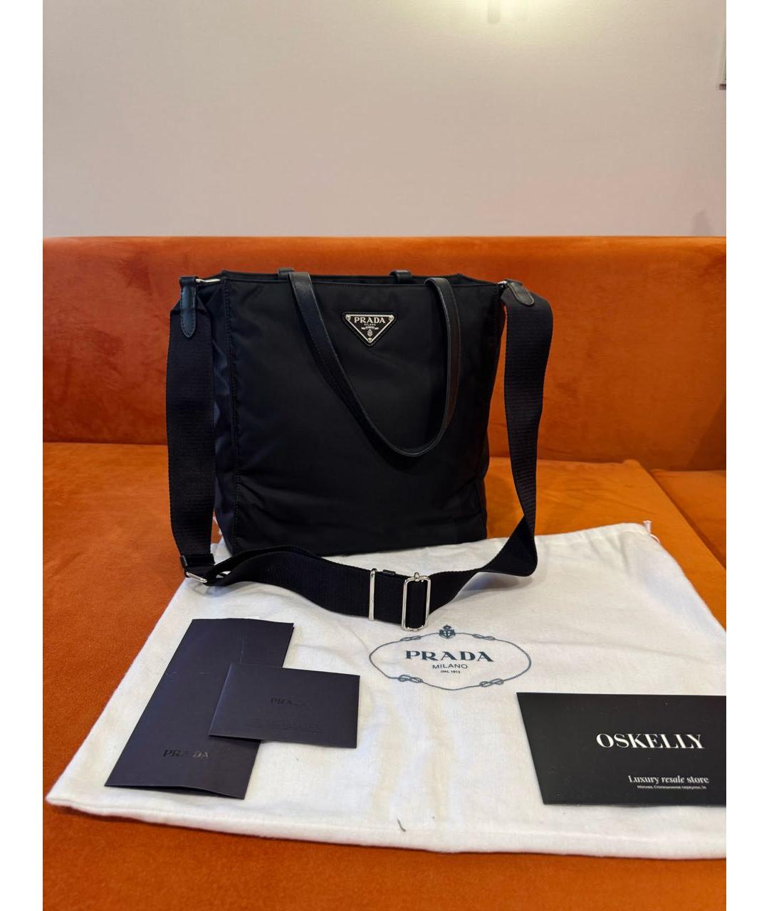 PRADA Черная тканевая сумка тоут, фото 2