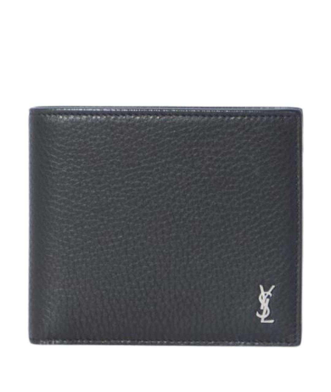 SAINT LAURENT Черный кожаный кошелек, фото 1