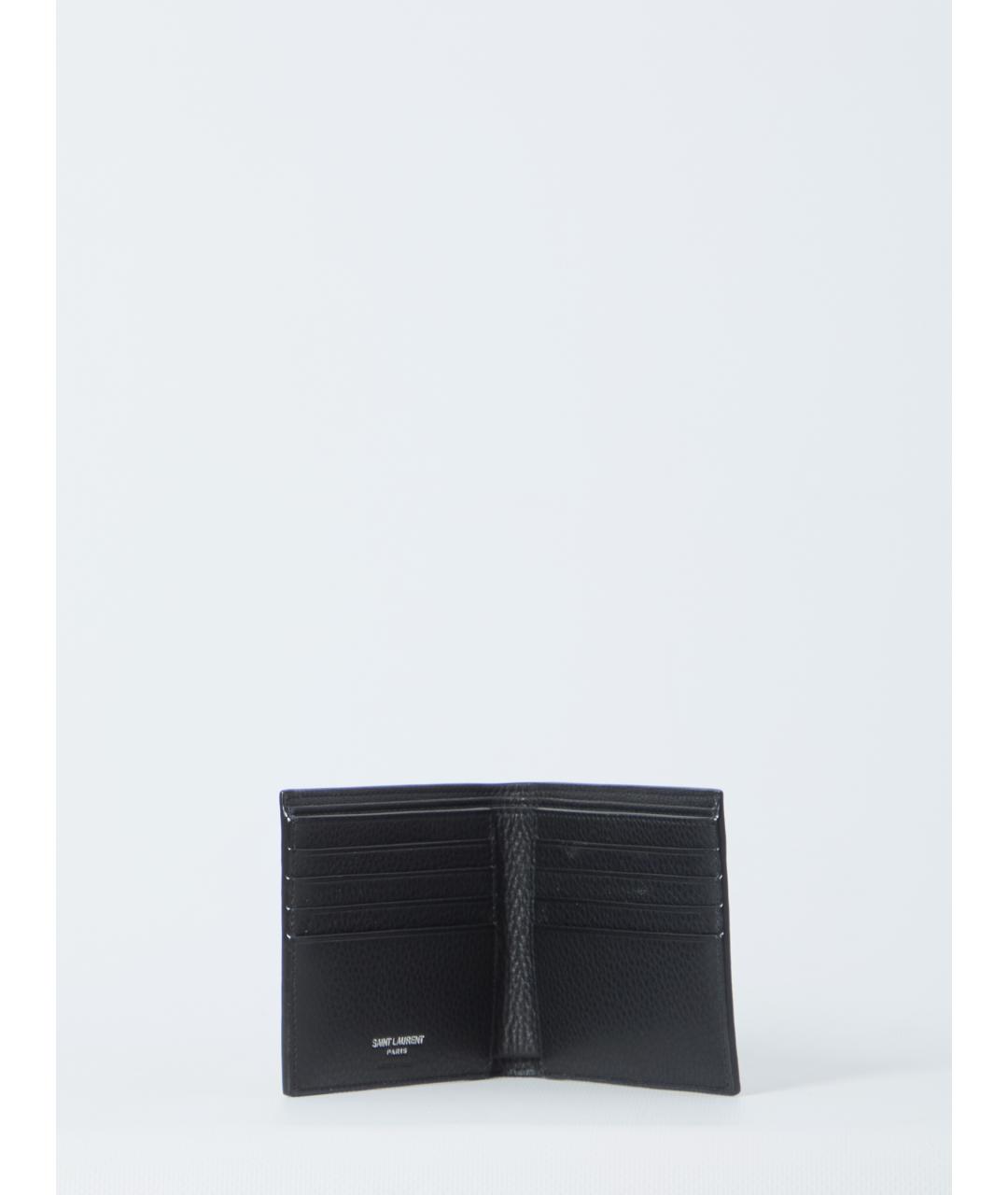 SAINT LAURENT Черный кожаный кошелек, фото 4
