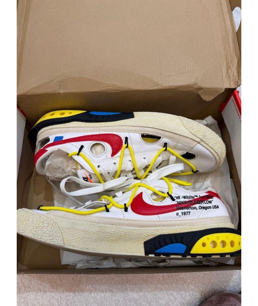 NIKE X OFF-WHITE Белые кожаные низкие кроссовки / кеды, фото 7
