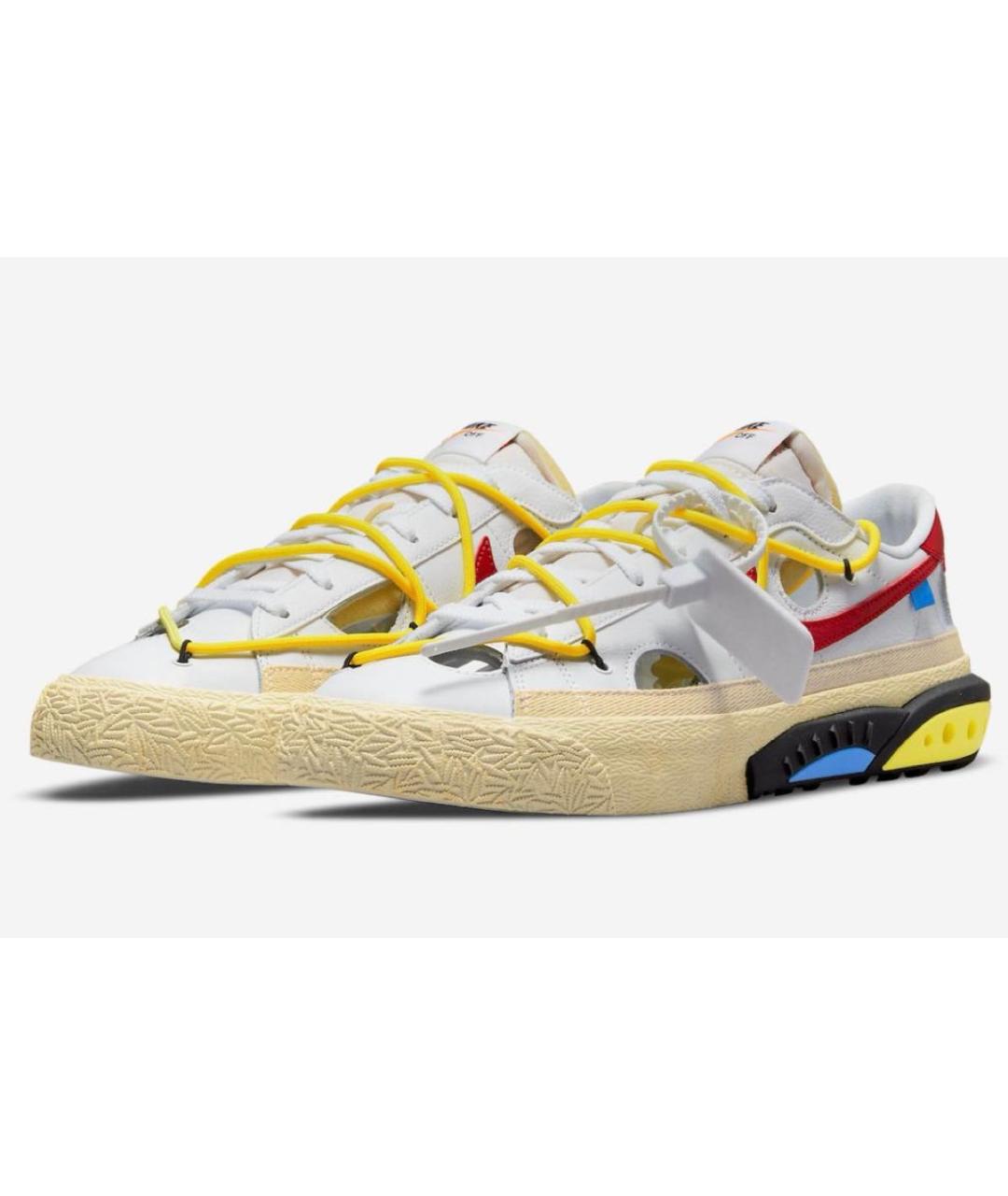 NIKE X OFF-WHITE Белые кожаные низкие кроссовки / кеды, фото 3