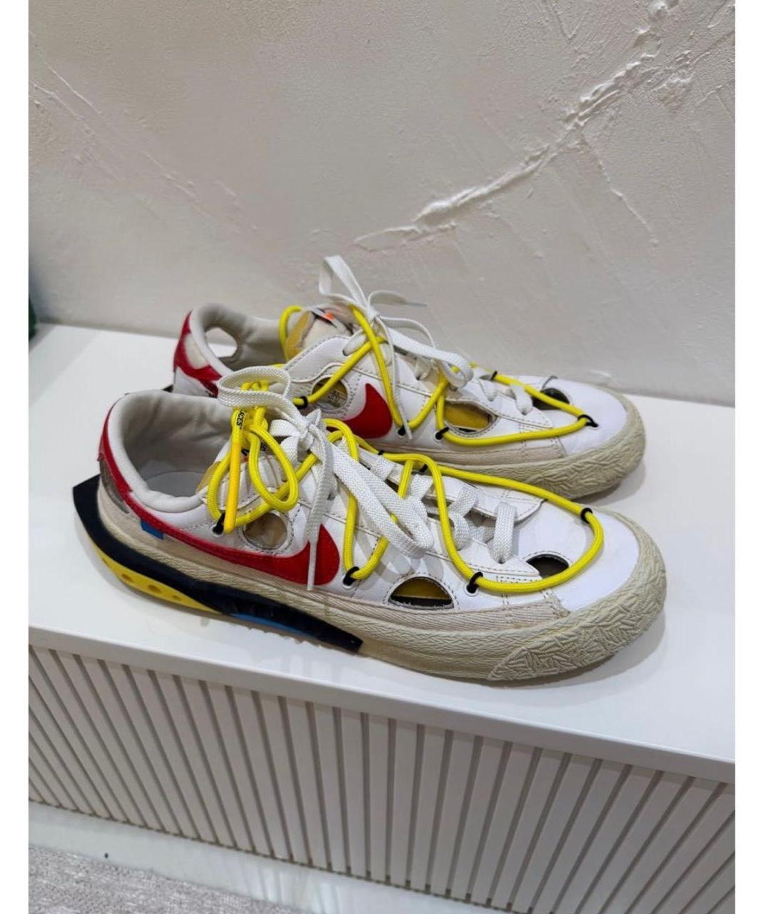 NIKE X OFF-WHITE Белые кожаные низкие кроссовки / кеды, фото 5