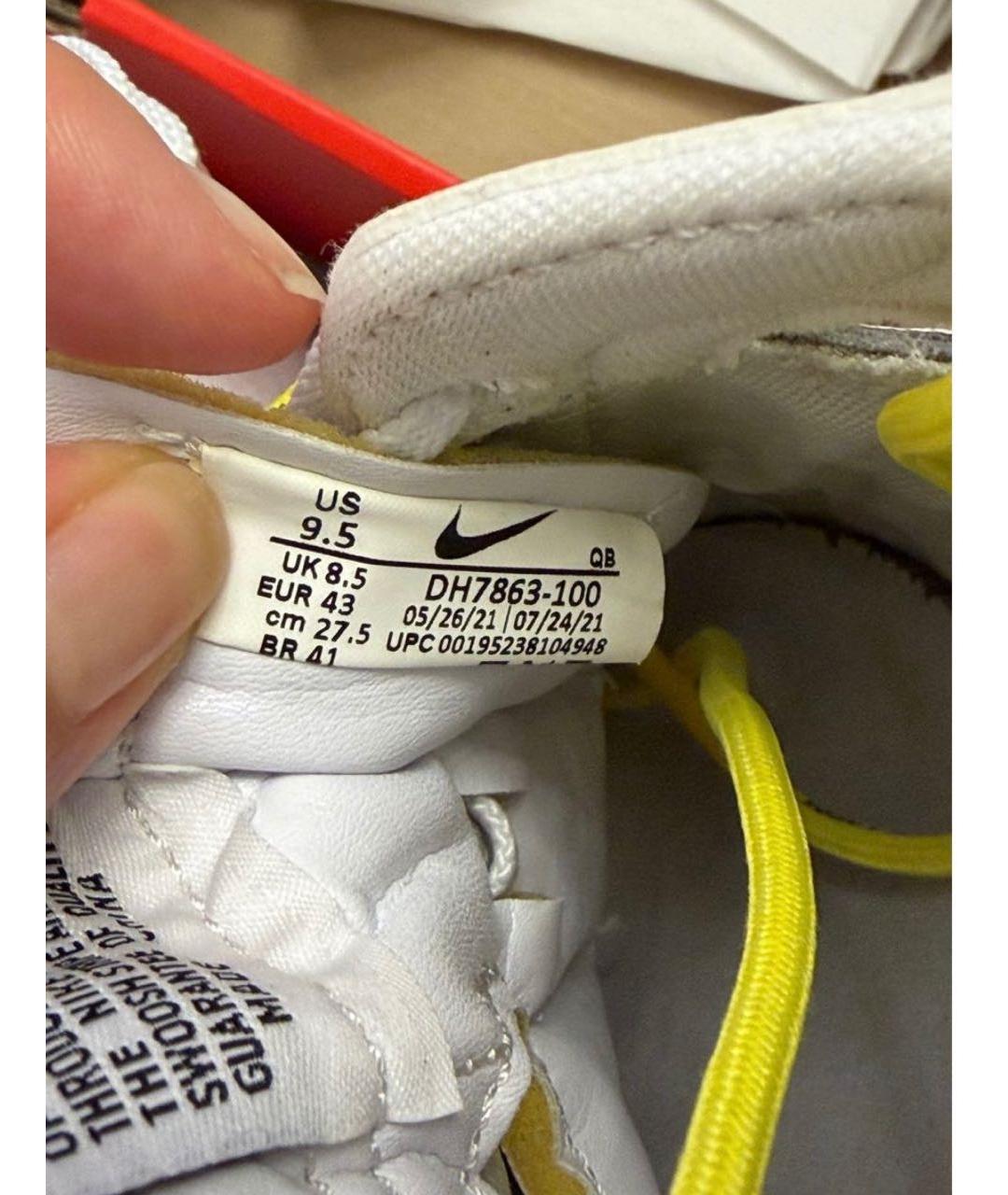 NIKE X OFF-WHITE Белые кожаные низкие кроссовки / кеды, фото 8